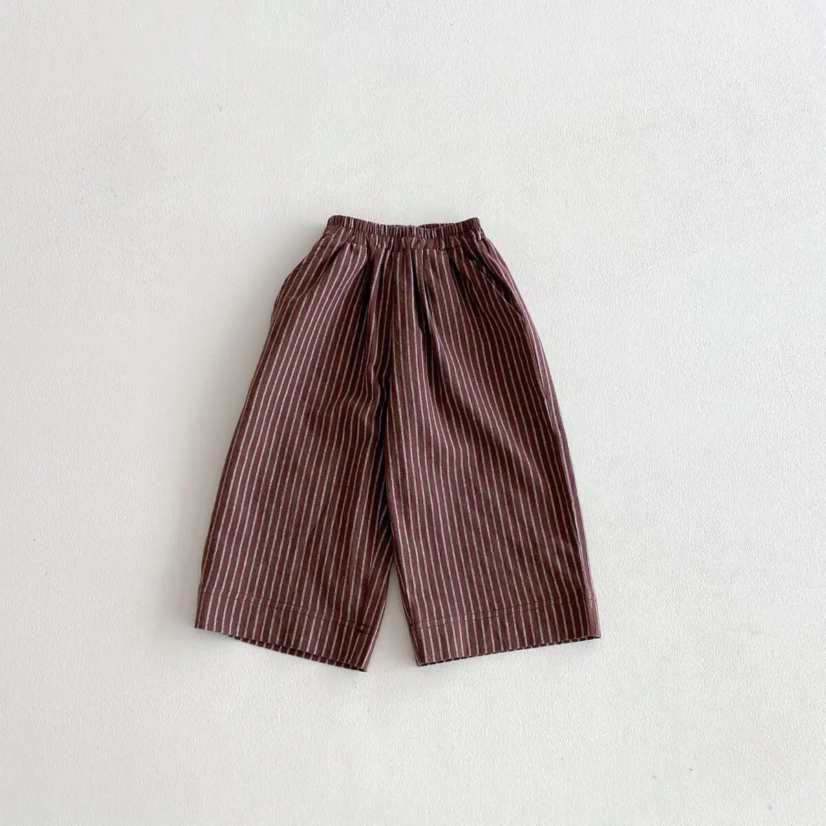 Boys Girls Linen Cotton Stripe Trousers For Children's Clothes Fall Spring Boy Loose Casual Harem Pants Kids Long Pants for 1-7T