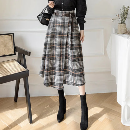 Women's Plaid Pleated A-Line Skirt