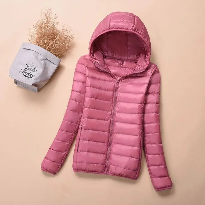 Autumn Winter New Parkas Down Coat Women's Short Stand-UP Collar Hooded Warm Cotton Padded Jacket Large Size Outcoat Female Tops