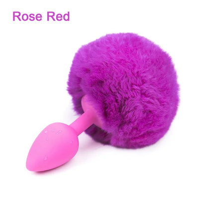 Multicolor Bunny Tail Butt Plug Soft Silicone Anal Plug Indeed Explore Ass Stimulate Roleplay Cosplay Props for Women Men Adults