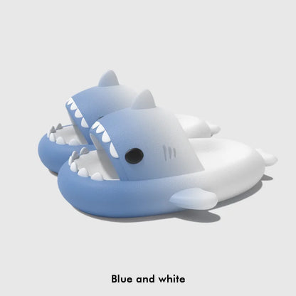 Summer Funny Cute Women Gradient Shark Slippers Men Outdoor Soft EVA Beach Sandals Couple Indoor Floor Non-slip Thick Flip Flops
