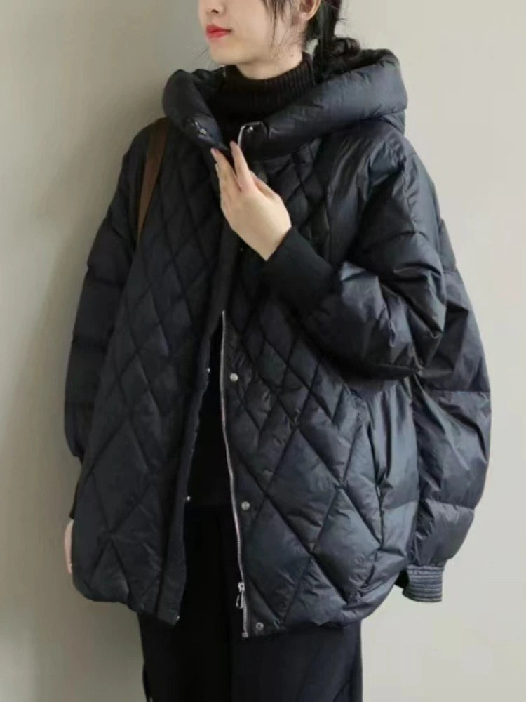 Women's Hooded Diamond-Quilted Jacket