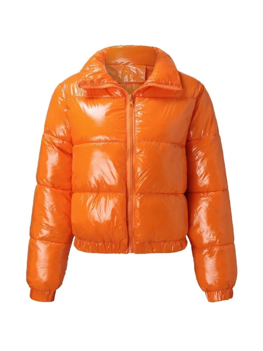 Winter Jacket Women 2025 Oversized Puffy Shiny Bubble Coat Solid Cotton Padded Coat Warm Waterproof Parka Female Outerwear