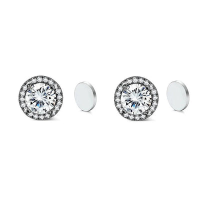ZAKOL New 1 Pair Buling Cubic Zirconia Stainless Steel Magnetic Ear Clip Simple Fashion No Piercing Stud Earrings for Women Men