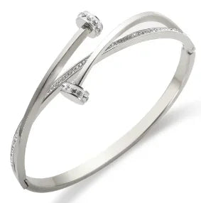 Stainless Steel With Zirconia Bracelet Bangle Simple Jewelry