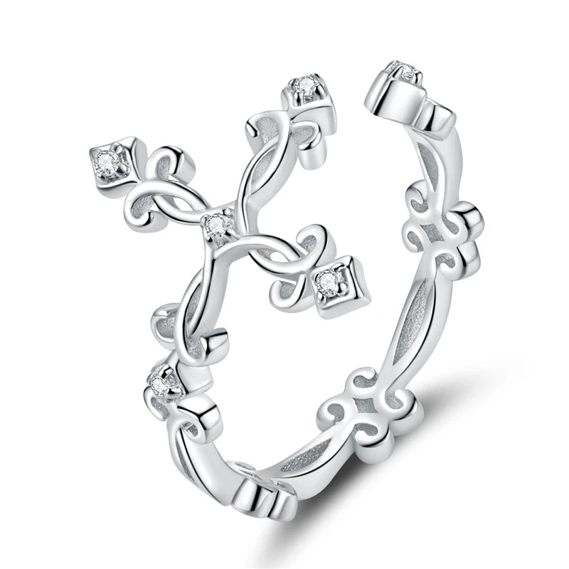WOSTU 925 Sterling Silver Pet Cat Stackable opening Ring For Women Snake Dog Adjustable rings Fine Jewelry Party Birthday Gift
