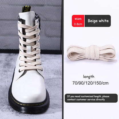1 Pair Shoelaces 0.8 CM Waxed Cotton Width Flat Waterproof Shoe Laces Unisex Boots Casual Sneakers Shoelace Leather Shoe Lace