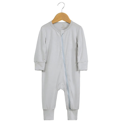 2026 Newborn Baby Bamboo Fiber Romper Solid Breathable Long Sleeve Clothes For 0-24M Boy Girl Jumpsuit Infant Loungewear Pyjamas