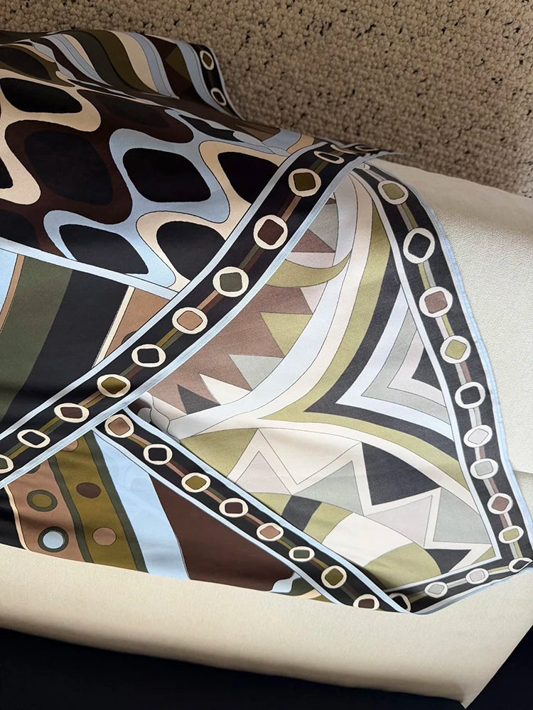 Women's Geometric-Print Asymmetric Long Skirt