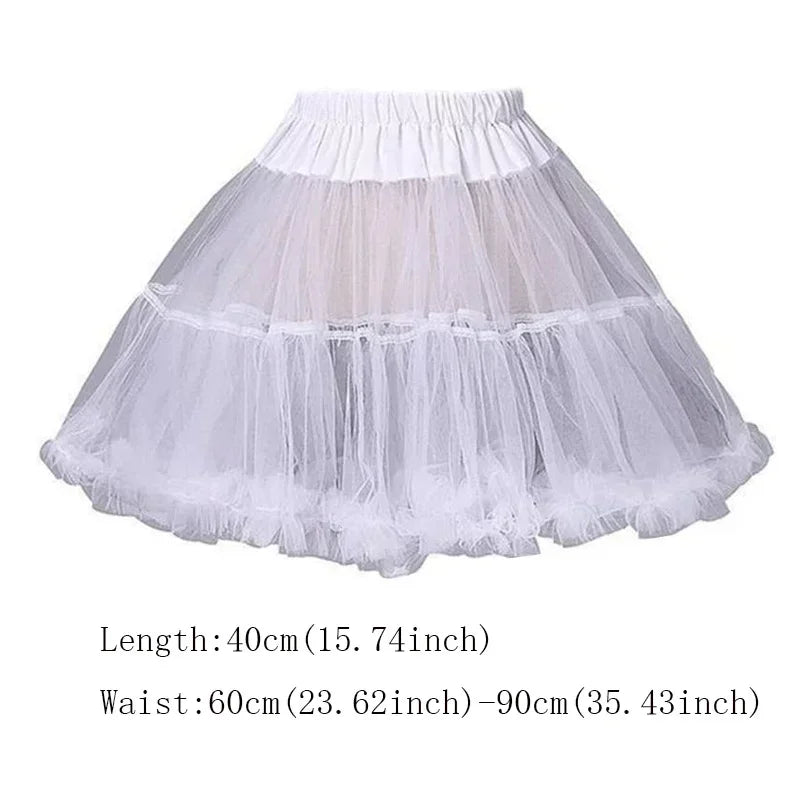 Lowest Pirce Womens 2-Layered Pleated Tulle Petticoat White Black Tutu Puffy Party Cosplay Skirt Lolita Cosplay Bridal Crinoline