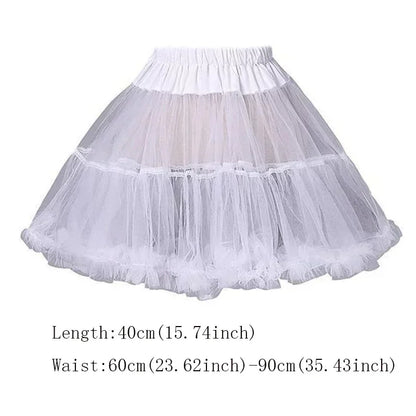 Lowest Pirce Womens 2-Layered Pleated Tulle Petticoat White Black Tutu Puffy Party Cosplay Skirt Lolita Cosplay Bridal Crinoline