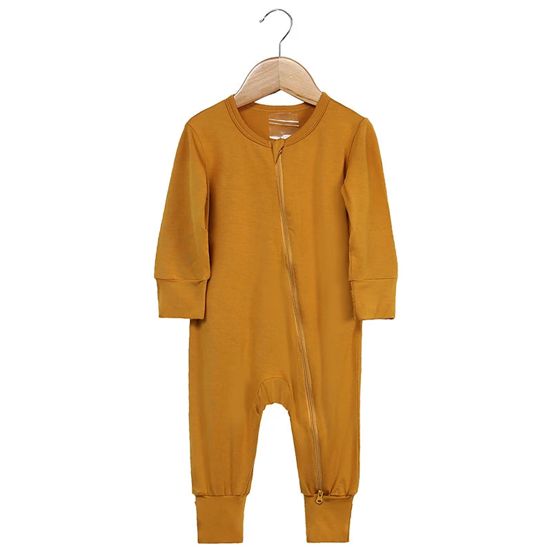 2026 Newborn Baby Bamboo Fiber Romper Solid Breathable Long Sleeve Clothes For 0-24M Boy Girl Jumpsuit Infant Loungewear Pyjamas