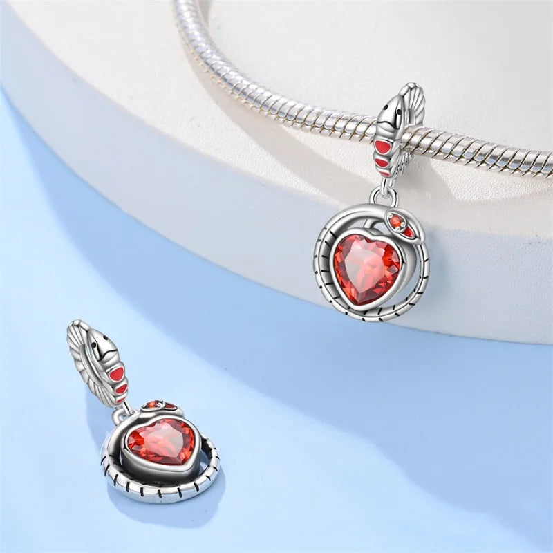 NEW 925 Sterling Silver Fashion Tarot Pendants Mysterious Spirit Snake Skull Rose Charms Beads Fit Qikaola Bracelets DIY Jewelry