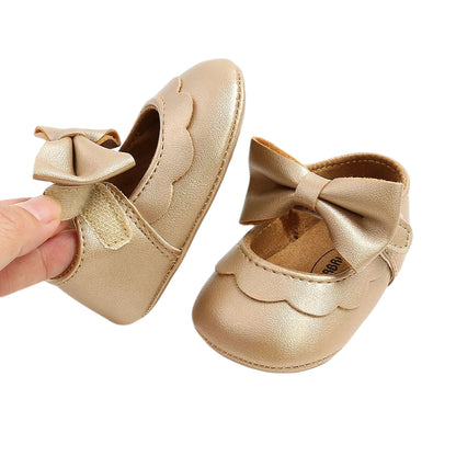 Baby Girls Flat Shoes, First Walker BowKnot Solid Soft Sole Shoes Newborn Girls Princess Shoes