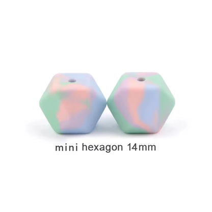 LOFCA 10pcs 14mm/ 17mm Hexagon Silicone Beads  For Jewelry Making Bulk DIY Necklace Pacifier Chain  Popular Jewelry Accessories