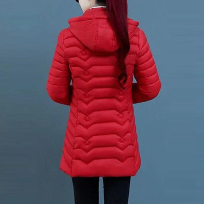 Winter Down Cotton Jacket Thick Warm Parkas Women Hooded Coat Long Sleeve Casual Overcoat Cotton-padded Jacket Female Outerwear
