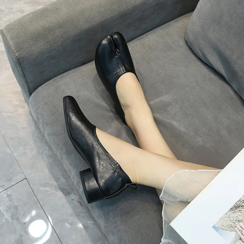 Women 3cm Heel Tabi Shoes Soft Ballet Shoes Slip On Loafers Soft Moccasins Tabi Ninja Casual Shoes Mujer Ladies Shoes