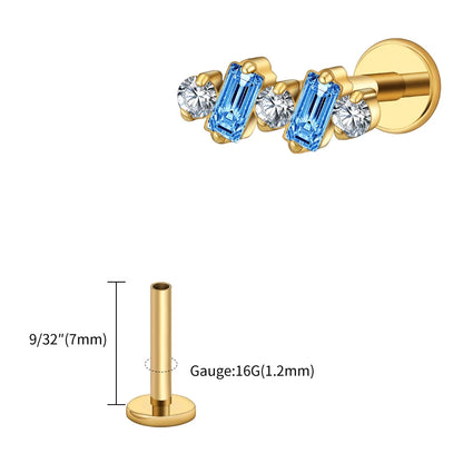 Right Grand ASTM F136 Titanium 16G Baguette CZ Climber Stud Earring Cluster Cartilage Helix Labret Stud Piercing Body Jewelry