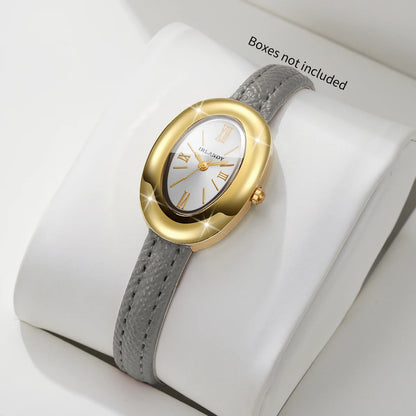 Fashion Oval Dial Women Watches Ultra-thin Leather Strap Quartz Watch for Ladies Clock Relogio Feminino Gift（Without Box）