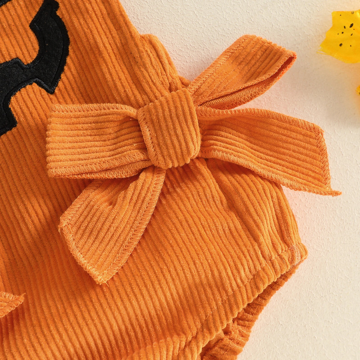 Citgeett Summer Halloween Infant Baby Girl Outfit Pattern Bows Ribbed Flying Sleeve Bodysuit Bow Headband Clothes Set