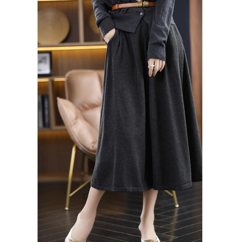 Autumn And Winter 100 Pure Wool Skirt Female High Waist A Word Hip Fishtail Skirt In The Long Slim Knitted Wool Skirt