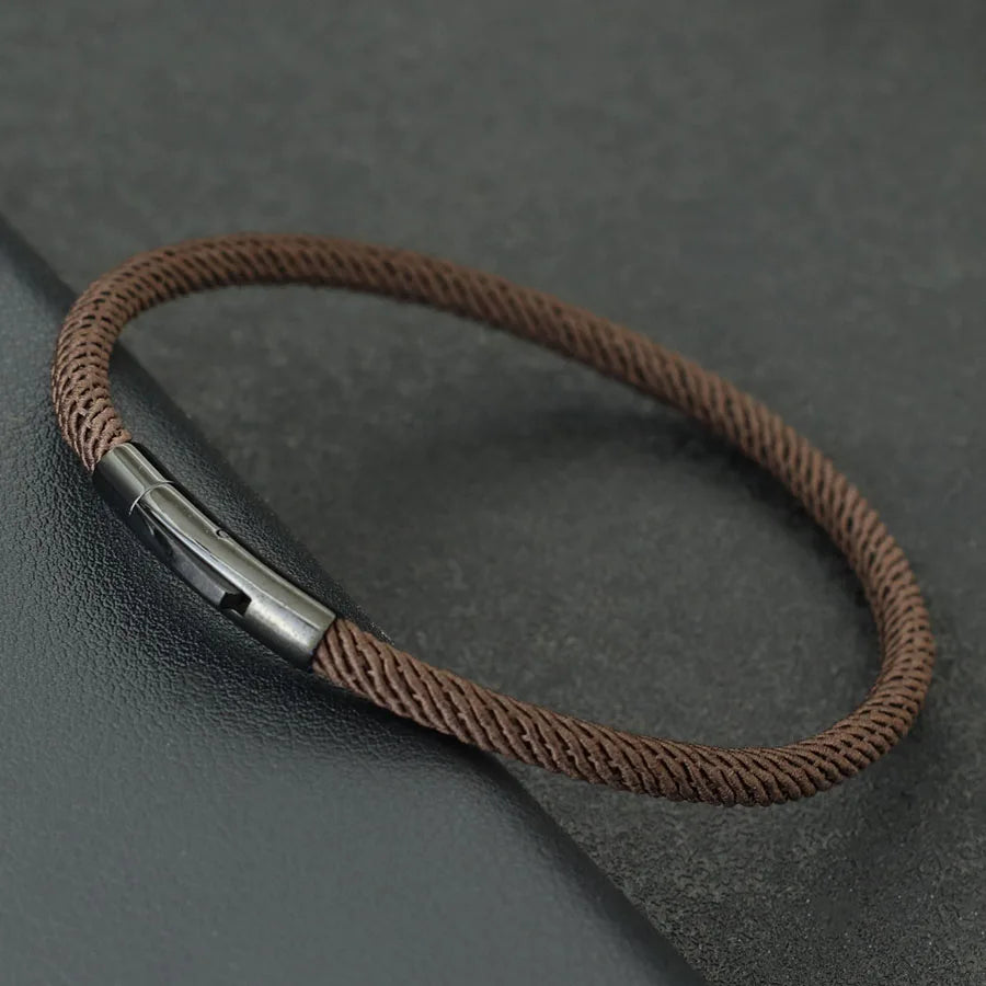 Minimalist Elegance Rope Bracelet Men Grade A 4mm Thread Braslet Homme Stainless Steel Buckle Pulseiras Masculina Armband Herren