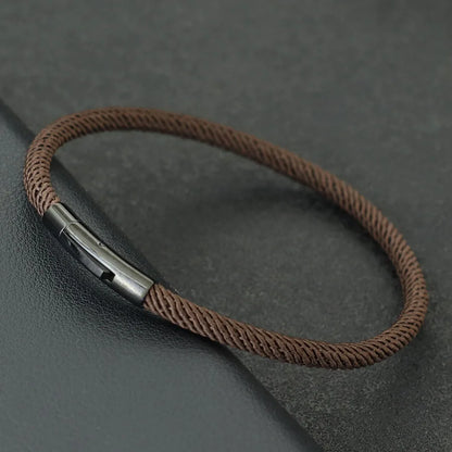 Minimalist Elegance Rope Bracelet Men Grade A 4mm Thread Braslet Homme Stainless Steel Buckle Pulseiras Masculina Armband Herren