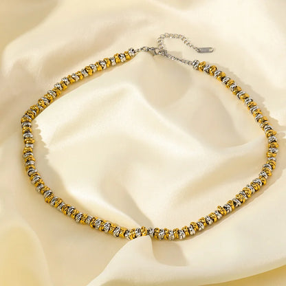 EILIECK 316L Stainless Steel Metal 2-Color Chain Necklace Bracelet Set For Women Fashion Punk Collar Waterproof Jewelry New Gift