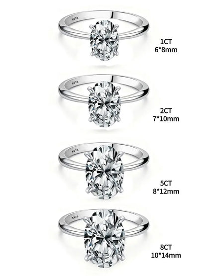 925 Sterling Silver Luxury Shiny 1-8CT Zircon Engagement Ring Wedding Band For Women Promise Eternity Ring Fine Jewelry Gift