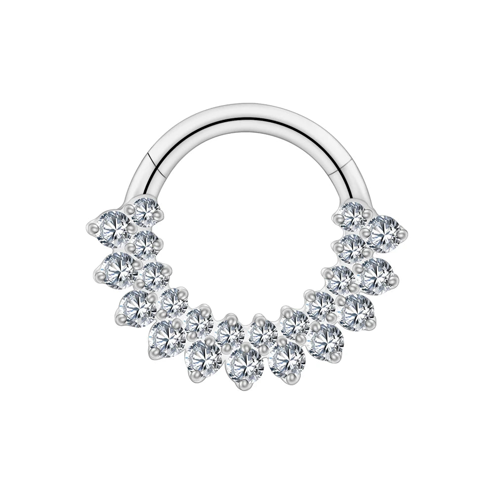 Right Grand ASTM F136 Titanium CZ Hinged Clicker Segment Hoop Ring 16G Daith Helix Cartilage Earring Septum Piercing Jewelry