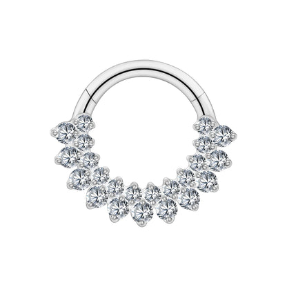 Right Grand ASTM F136 Titanium CZ Hinged Clicker Segment Hoop Ring 16G Daith Helix Cartilage Earring Septum Piercing Jewelry