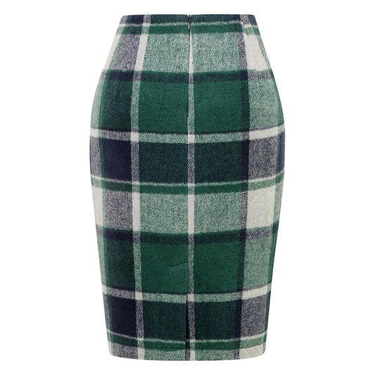 Women's Plaid Pencil Skirt in Pattern Options