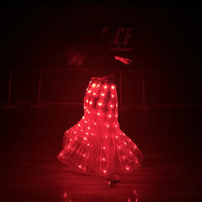 Ruoru Led Skirt Women Belly Dancing Light Up Skirt Long Tutu for Girls Festival Rave Accessories Dance Light Up Props Carnival