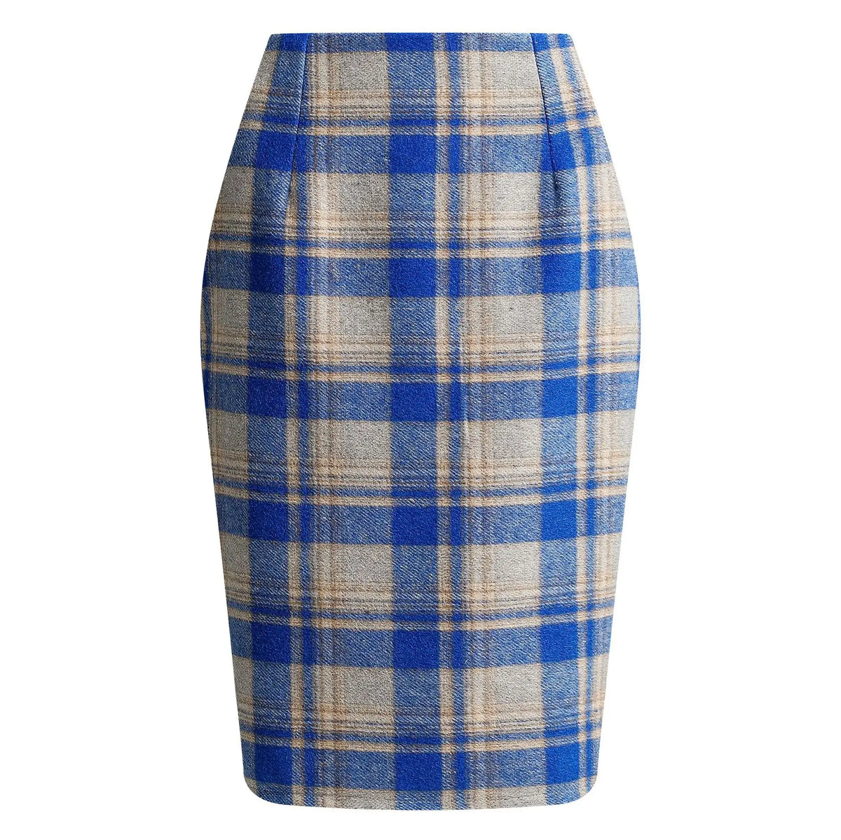 2025 Autumn and Winter Women's Plaid Hip Skirt Zipper Slim Wool Blend Fashion Office Pencil Skirts Midi Skirt