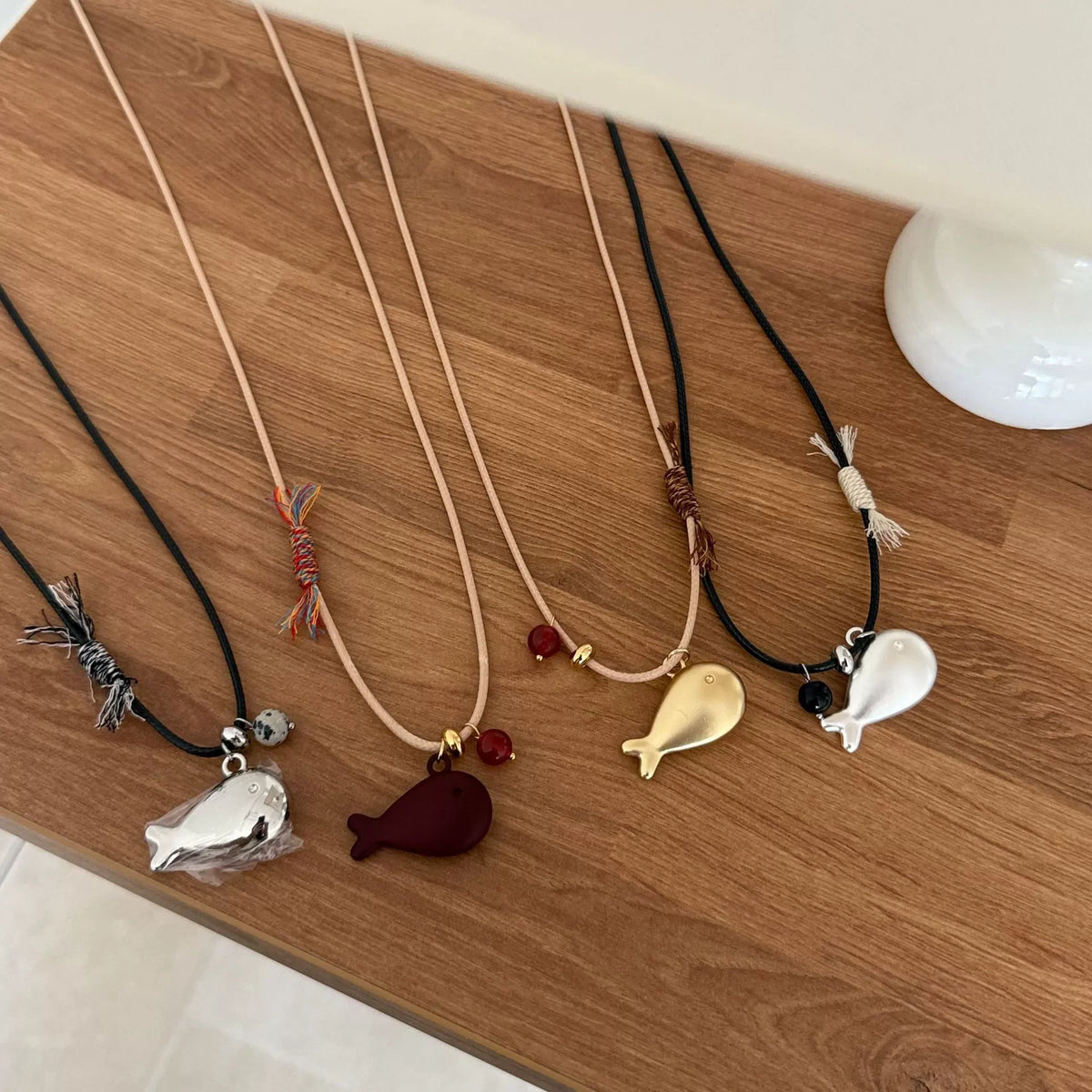XIYANIKE Cute Golden Fish Braided Rope Adjustable Necklaces For Women Niche Fashion New Sweater Jewelry Accessory Gift Party