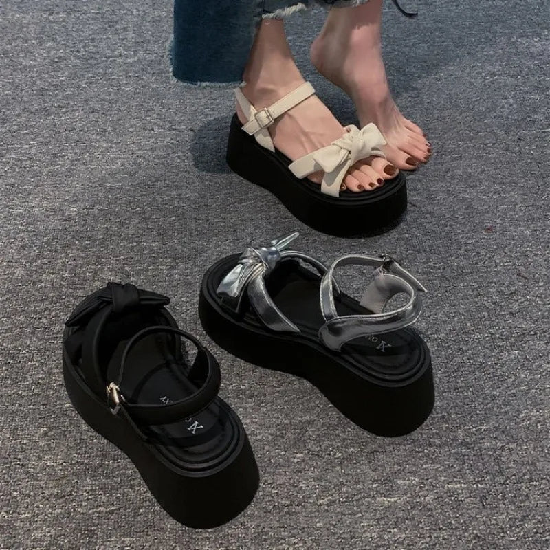 Women Summer Platform Sandals New Open Toe Chunky High Heel Ladies Shoes Casual Flat Bottom Black Heeled Sandalias Femininas