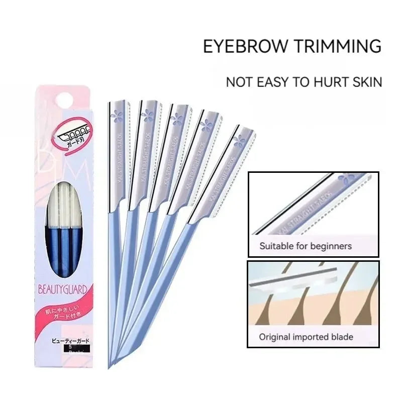 Eyebrow Razor 5PCS Safety Razor Sharp Durable Beginners Fast Safety Net Is Not Easy To Scratch Non-Slip Not Easy to Rust Handle