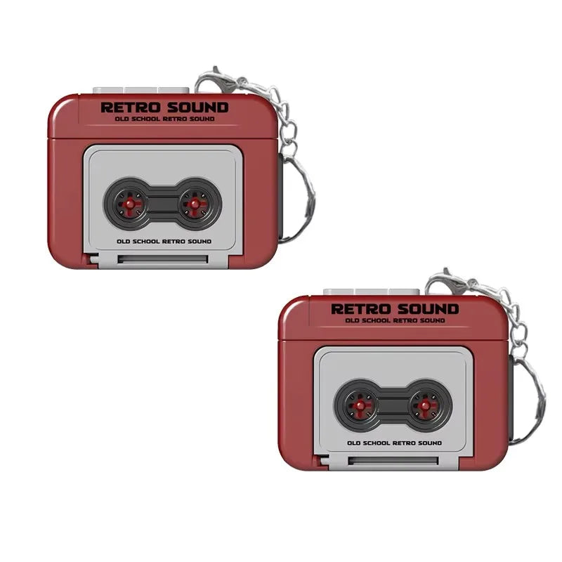 1/2Pcs Retro Recorder Keychain 15S Recorder Cassette Tape Keyring Student Bag Pendant Couple Friends Gift