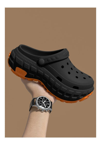 Thick soled perforated shoes for men's summer new trend slip resistant wear-resistant and odorless sandals for driving