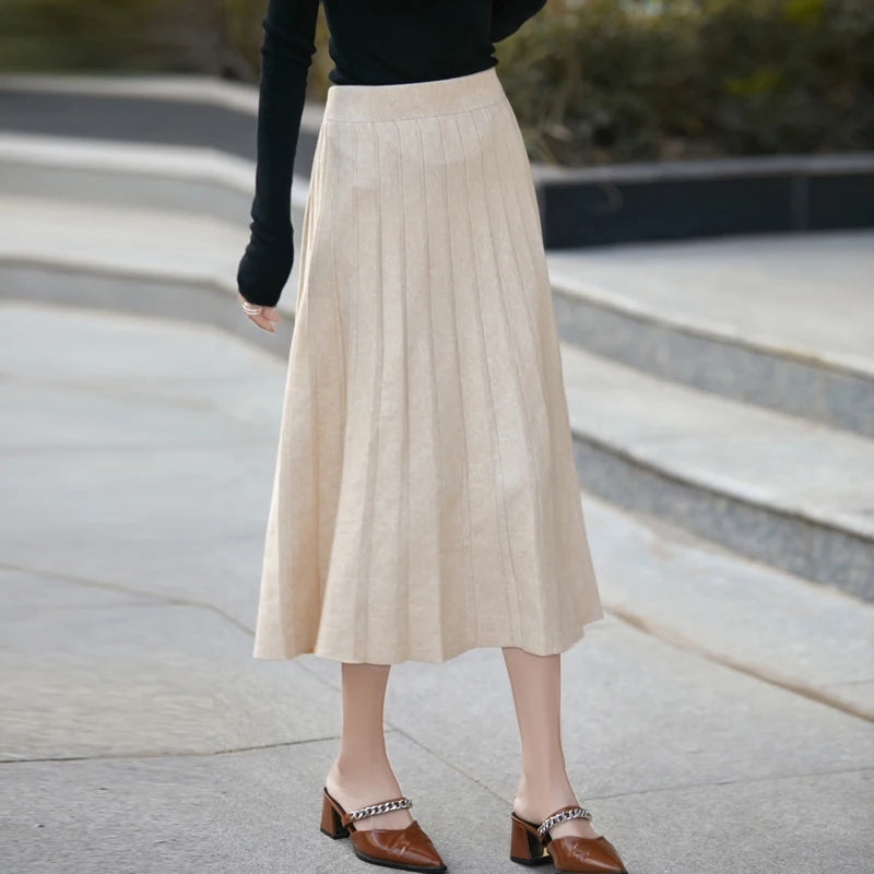 Autumn And Winter New 100% Pure Wool Hip Skirt Fashion Sexy Slim Skirt High Waist Cashmere Knit Skirt