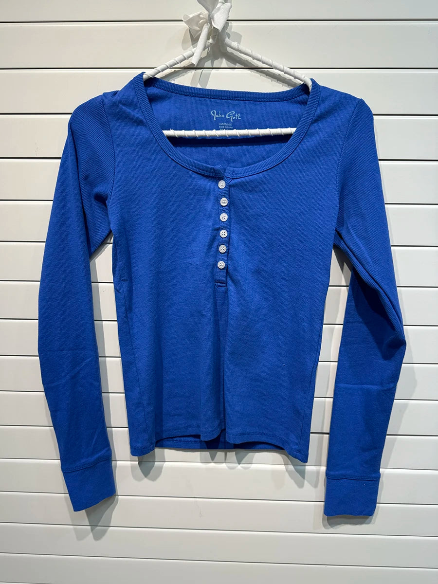 Retro White Ribbed Button T-shirts Women Spring Cotton Round Neck Long Sleeve Tees Female Y2k Streetwear Casual T Shirt Tops