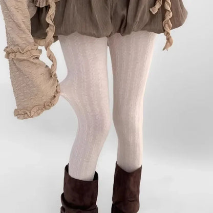 150g Women Vintage Vertical Striped Tights Autumn Winter Thermal Slim Stocking Versatile Leggings Underwear Pantyhose