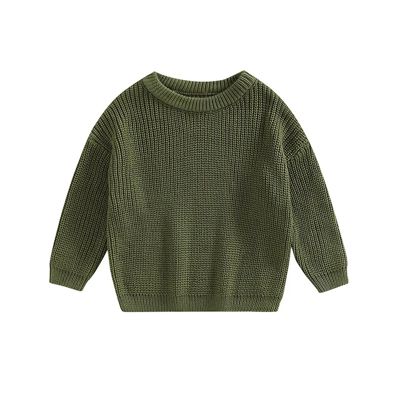 Autumn Winter Newborn Baby Girl Boy Knitted Long Sleeve Sweater Solid Loose Pullover Casual Tops Children Sweater Kids Clothes