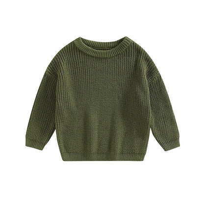 Autumn Winter Newborn Baby Girl Boy Knitted Long Sleeve Sweater Solid Loose Pullover Casual Tops Children Sweater Kids Clothes