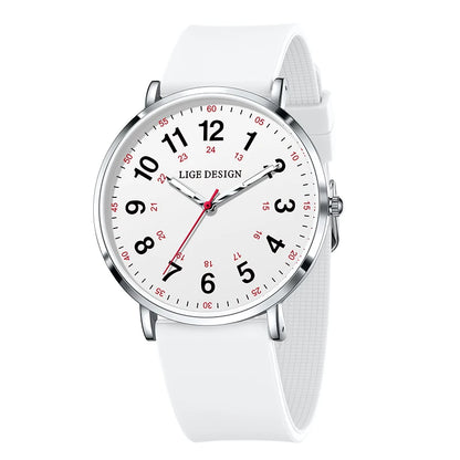LIGE Simple Women's Wristwatch Fashion Elegant Ladies Watches Silicone Original Quartz Waterproof Watches for Woman Reloj Hombre