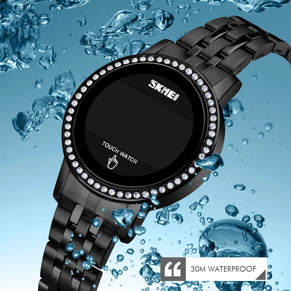 SKMEI 1669 Diamond Waterproof Ladies Wristwatches Simple Date Time Watches For Female reloj mujer Digital LED Touch Women Watch