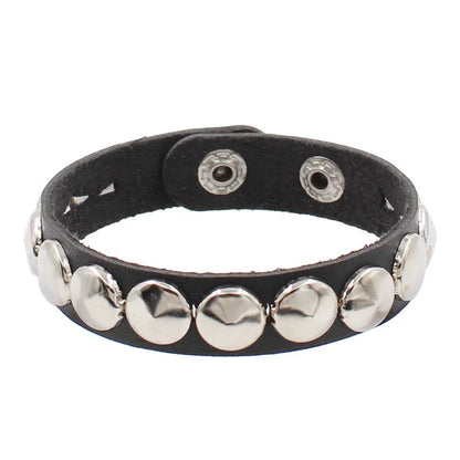 Fashion Punk Rivet Chain Bracelet Spike Leather Rock Style Metal Bracelet Wristbands Unisex Leather Bracelet