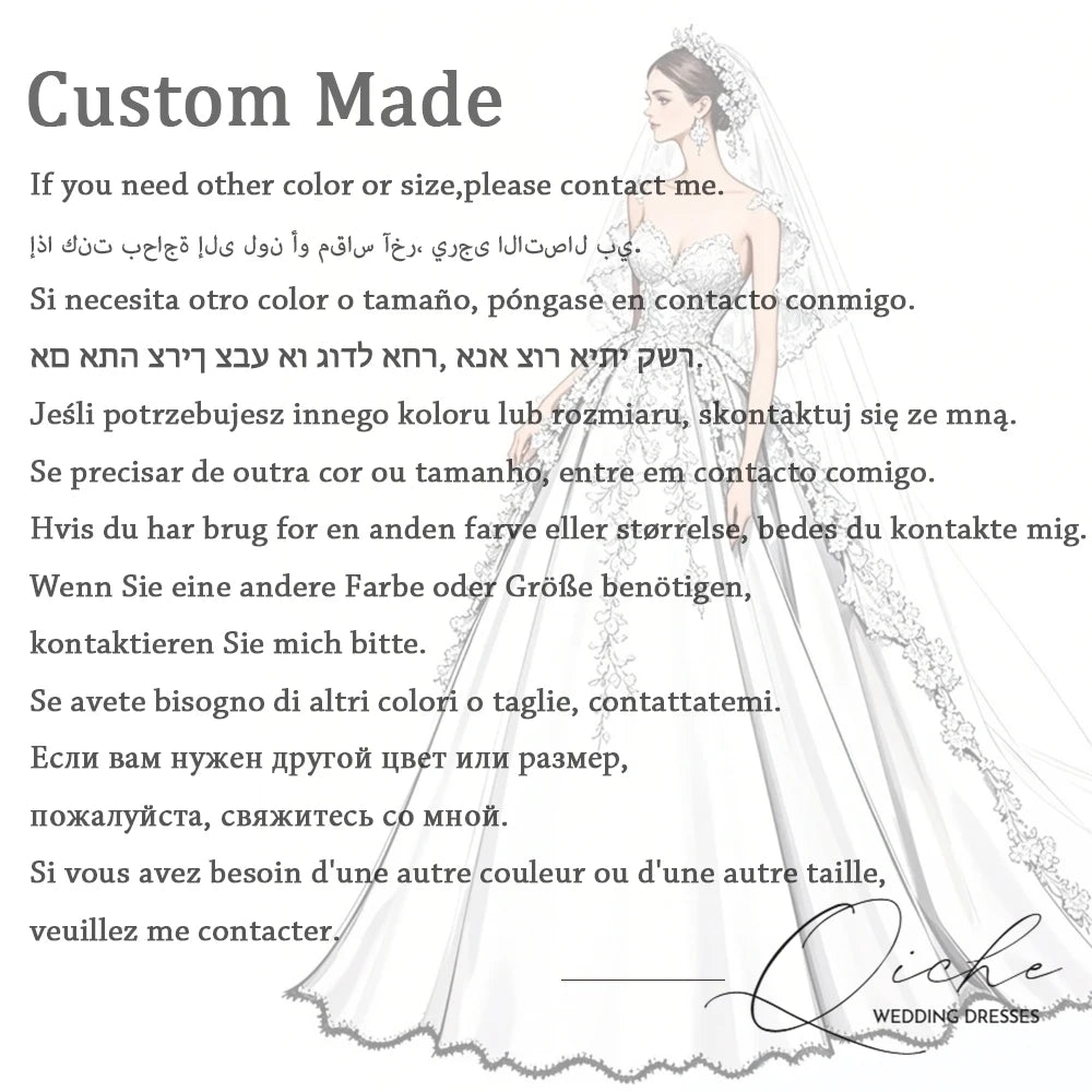 QICHE Pleat Elegant Satin Bride Gowns Strapless Mermaid Side Split Sexy Ivory Wedding Party Dresses Sweep Train Customized