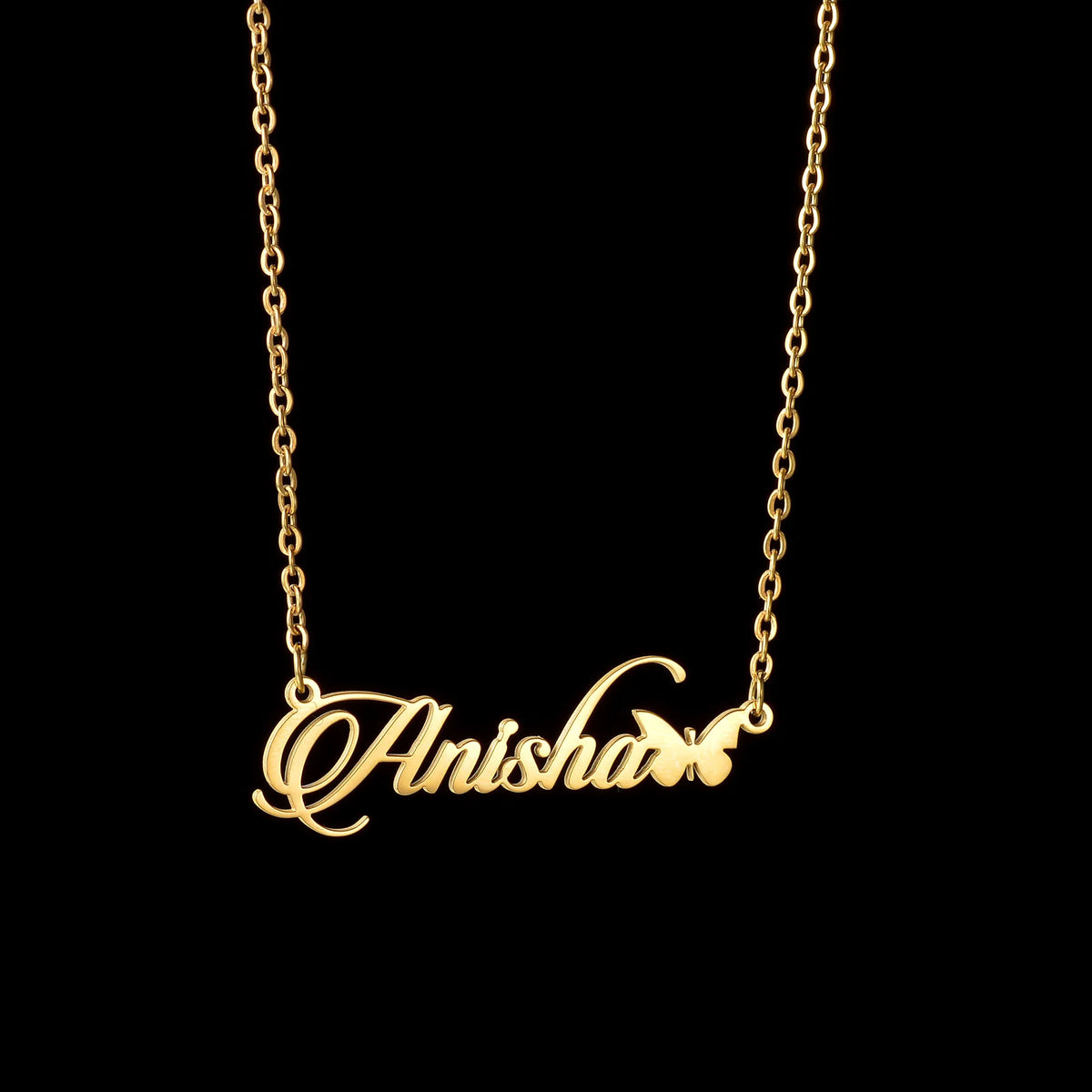 Atoztide Multiple Custom Name Frosted Necklaces Full Stone Butterfly Chain Stainless Steel for Women Pendant Jewelry Gifts