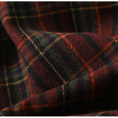 2025 Women's Autumn-Winter Vintage Check Tweed Mid-Length A-Line Umbrella-style Skirt With Wide Hips And Large Skirt Hem